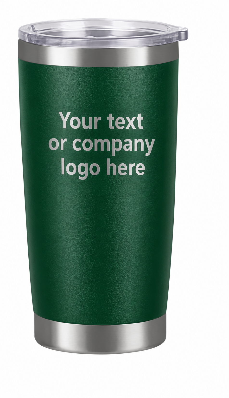 Green tumbler engraved with Your text or company logo here